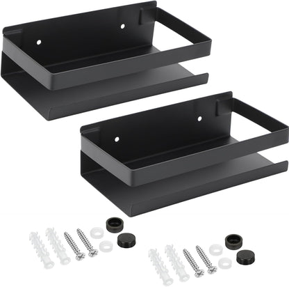 Lallisa 2 Pieces Stainless Steel Shelf Bathroom Shower Floating Shelves Wall Mounted Shower Caddy Basket Shelf Storage Organizer Shelves for Bathroom, Kitchen, Living Room (7.87 Inches/ 20 cm,Black)