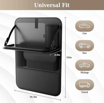 Coverado Car Backseat Organizer(2 Packs) with Tablet Tray, Nappa Leather Organizer for Car Seat Back, Waterproof Car Seat Organizer with Touch Screen, Seat Protector Kick Mats for Kids