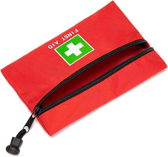 Red Emergency Bag - First Aid Travel Rescue Pouch for Car, Home, Office, Kitchen, Outdoors - Green Print (8.3x5.5, 4pcs)