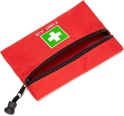 Red Emergency Bag - First Aid Travel Rescue Pouch for Car, Home, Office, Kitchen, Outdoors - Green Print (8.3x5.5, 4pcs)
