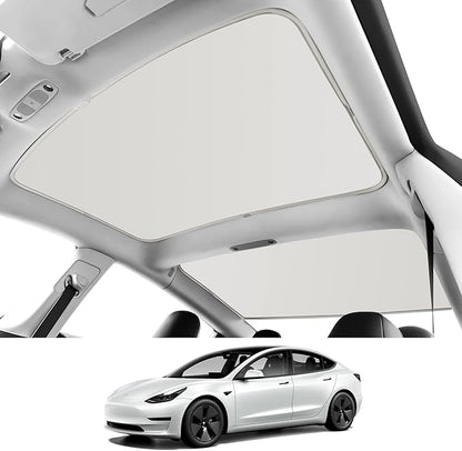 Roof Sunshades for Tesla Model 3 2023, Upgraded Sunroof Shade Sunshade Roof Sun Shade for Tesla Model 3 Accessories 2021-2023 (Ice White)