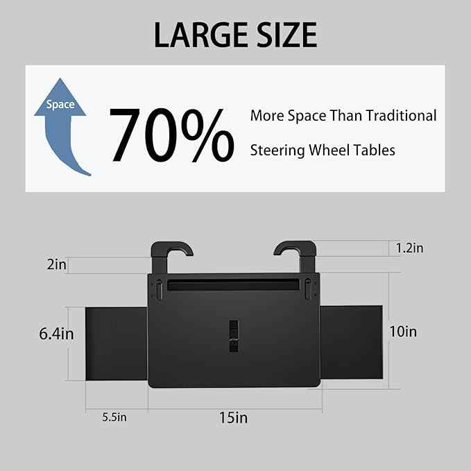 Steering Wheel Tray, Car Food Tray, Car Desk for Laptop, Multipurpose Car Table for Eating & Work, Adjustable Car Tray with Drawer and Anti-Slip Protective Adhesive
