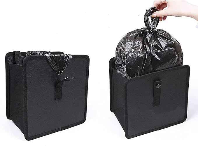 2 Pcs Large Size Car Backseat Organizer with 1 Pcs Trash Garbage Bag, Clear Screen Tablet Holder and 9 Storage Pockets,Foldable Seat Back Protectors for Toys Drinks Book ,Travel Accessories (Black)