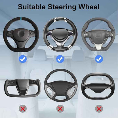 2 in 1 Large Steering Wheel Desk with Dual Slide-Out Trays, Steering Wheel Table Tray Fits for Most Cars, Adjustable Laptop Tray for Car