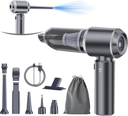 Car Vacuum Portable Cordless 20000PA High power Mini Vacuum Cleaner 4-in-1 Compressed Air Duster & Air Blower & Pump Hand Held Vacuum with Brushless Motor for Car, Home, Office,Camping (Silver)