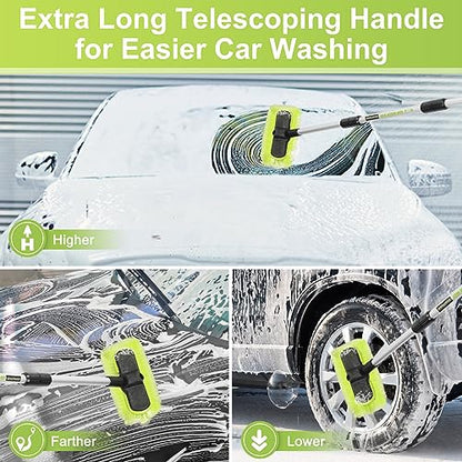 65”165cm Car Wash Brush Long Handle Soft Bristle Scrub Cleaning Mop with 4 Hand