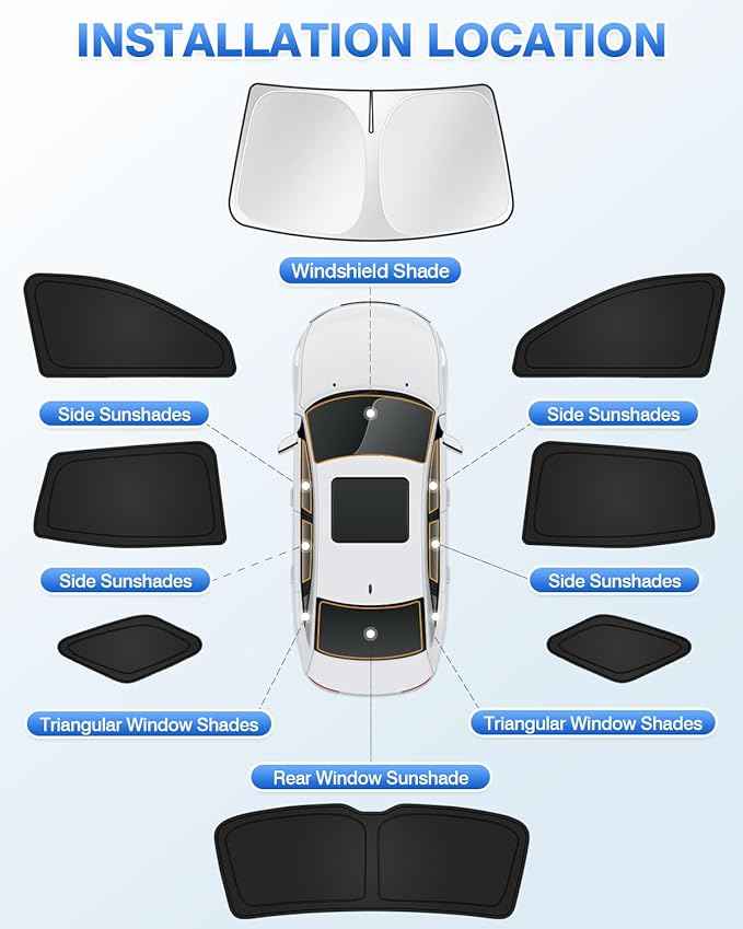 Sunshades for 2025 2026 Chevrolet/Chevy Equinox Accessories Windshield Sun Shade Side Rear Window Shade Cover Sun Visor Shield Privacy Protection Keep Car Cool Black 8PCS(NOT for Equinox EV)