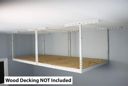 MonsterRax 4x8 Overhead Garage Storage Rack Frame Kit - Hanging Storage Shelves, Ceiling Storage Rack System, Overhead Garage Organizers And Storage, Ceiling Shelving - (White, 18"-33")