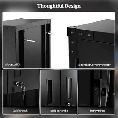 VINGLI Garage Wall Cabinet with Locking Doors and Adjustable Shelf, Metal Wall Cabinet, Floating Upper Storage Cabinet (Black, 30''W x 12''D x 30''H)