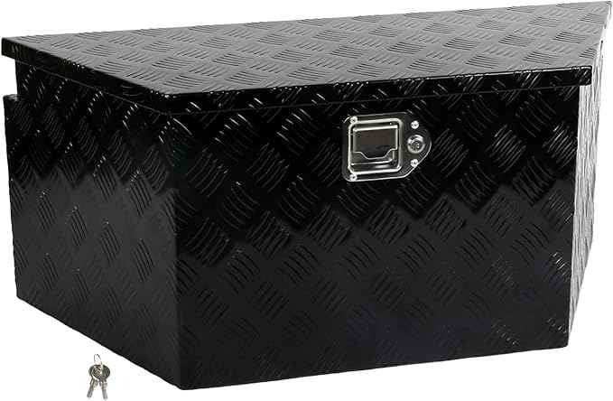 34 Inch Aluminum Trailer Tongue Tool Box 5 Bar Tread Wide Utility ToolBox for Pick Up Truck RV Storage Organizer Tool Box with Lock and Keys - 34"X14.5"X15" Black