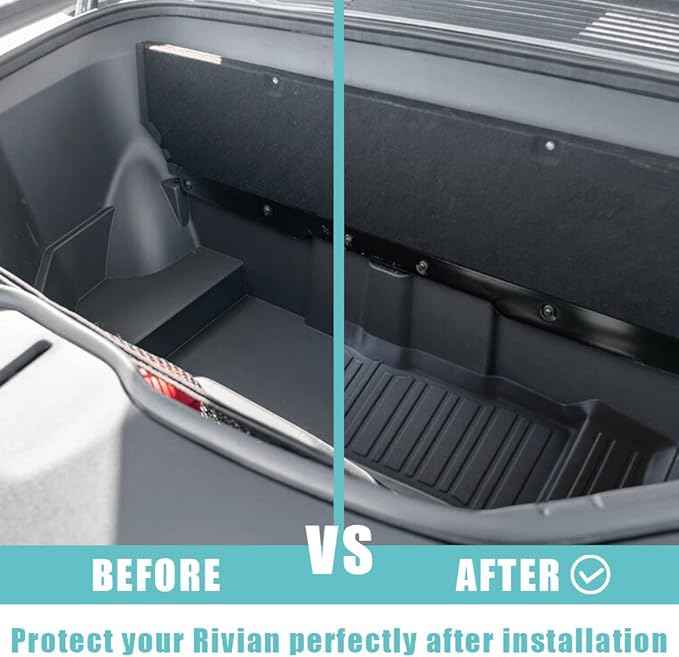 BestEvMod Compatible with Rivian R1T R1S All-Weather Front Trunk Mat TPE Material Rubber Cargo Liner Rivian R1T R1S 2022 2023 2024 Accessories (Upper + Lower Layer)