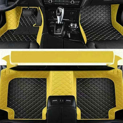 Custom Making Car Floor Mats Compatible with Audi BMW Mercedes-Benz Toyota Lexus Honda Infiniti Nissan Hyundai Kia All Models 2005-2026 (Yellow and Black White)