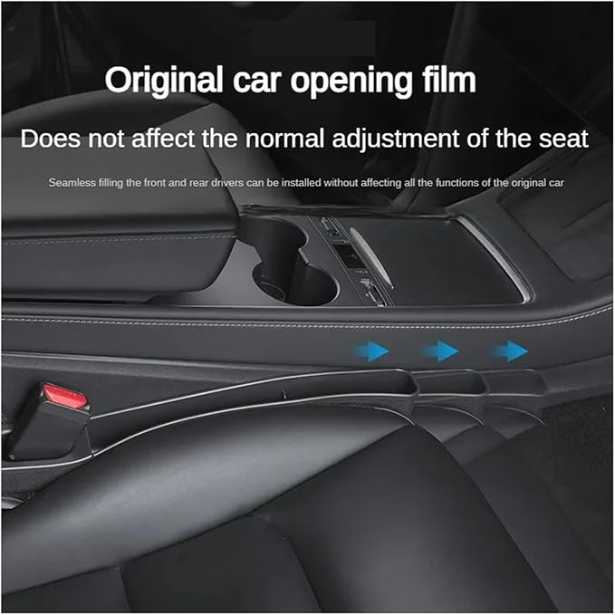 Side Seam Filler 2PCS Seat Gap Storage Box Fit for Tesla Model 3/Y Seat Gap Filler Organizer Crevice Organizer Filler Pocket for Wallet Keys Card Gap Filling(Black)