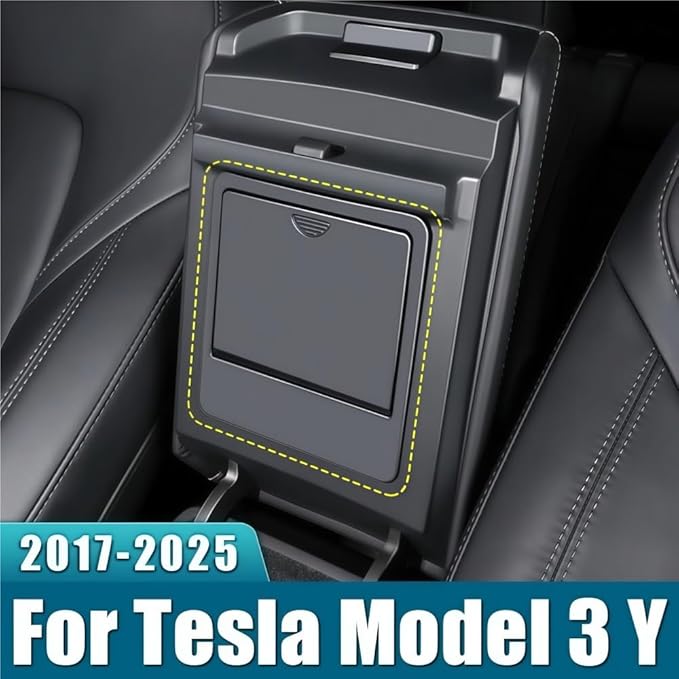 GGCLIMAX Car Organizers And Storage Car Central Console Armrest Box Storage Tray Compatible with Tesla Model 3/Y 2017-2025 ABS Plastic Organizer Car Essentials