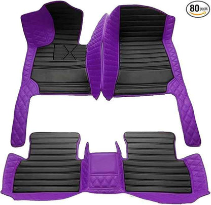 TREGOO All-Weather Anti Slip Floor mat is Suitable mats for floo of All for Tesla Models from 2012 to 2025 (Edge Purple with Black Horizontal Stripe)