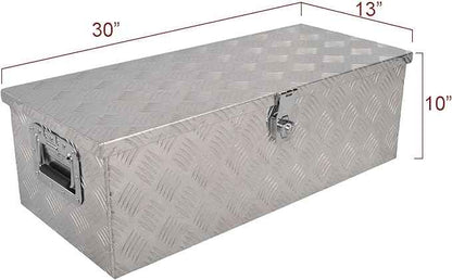 30 Inch Aluminum Tool Box 5 Bar Tread Chest Box Flatbox for Truck Car Outdoor Trailer Pickup Underbody RV ATV Storage Bed ToolBox w/Lock and Keys Silver (30"X13"X10")