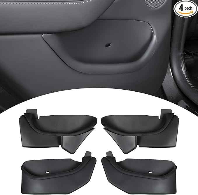 2025 2026 Tesla Model Y Juniper Door Organizer Trays - Upgraded TPE Door Side Storage Box with 2 Extra Storage Bags Set of 4 Black
