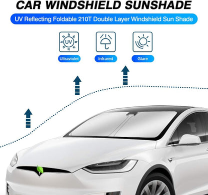KUST Windshield Sun Shade for 2016-2024 2025 Tesla Model X Tesla X Accessories Sunshade Window Sun Visor Protector Foldable Blocks UV Rays Keep Your Car Cooler