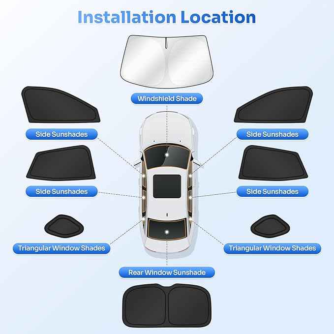 Sunshades for 2024 2025 2026 Chevrolet/Chevy Trax Accessories Windshield Sun Shade Side Rear Window Shade Cover Sun Visor Shield Privacy Protection for Camping Keep Vehicle Cool Black 8PCS