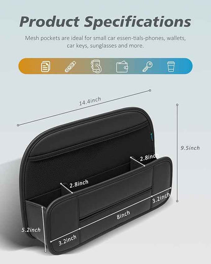 FLORICH 5-in-1 Car Backseat Organizer, Premium Leather Headrest Seat Back Storage Pocket with Cup Holder, Foldable Hanging Car Tissue Holder 1 Pack