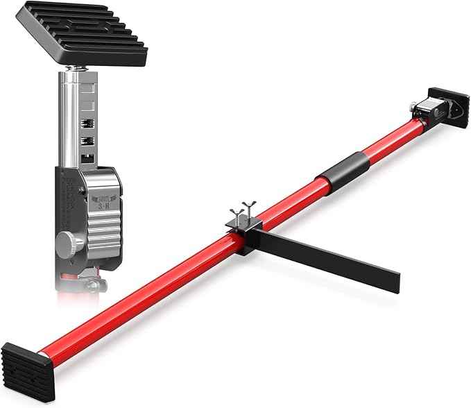 3-H Truck Cargo Bar, 43"-77" Adjustable Support Pole All Metal,Cabinet Jack,Truck Bed Divider with Self-Locking Spring Ratchet - Load Lock Bar for Vans, SUVs & Trucks,Red,1pc & Divider Bar