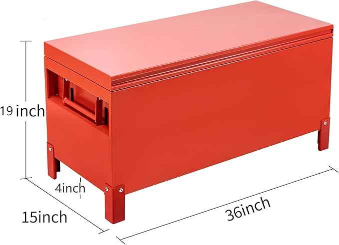 GAOMON Large Tool Box Truck Bed Toolboxes Aluminum Heavy Duty Waterproof Free Assemble Tool Organizer Chest Cabinet Toolbox with Side Handles for Pick Up Trucks RV Trailer (Red, 36x15x19 Inch)