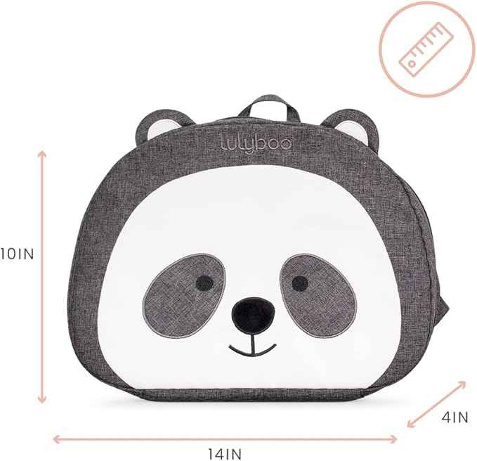 Lulyboo Toddler Car Seat Tray & Backpack - Kids Travel Lap Desk with Writing Surface, Panda Theme, Waterproof Spill-Proof, 8 Pockets, Built-in Tablet Holder, Adjustable Straps for Car & Air Travel