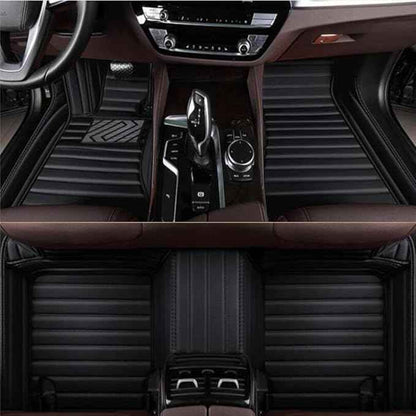 MAEVEN Customized Leather car Floor mats Suitable for 99% of car Models All-Weather Protection Waterproof Anti Slip Men's Women's car Liners (Black Stripe 2)