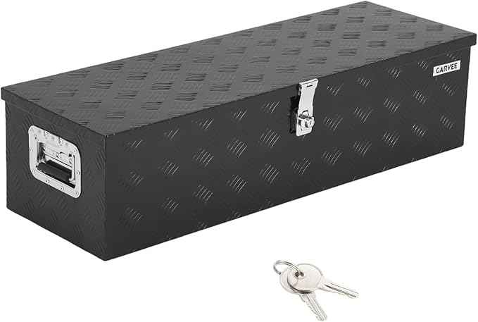 Garvee 30 Inch Aluminum Truck Bed Tool Box - Heavy Duty Diamond Plate Tool Chest with Lock and Keys | Storage Organizer for Pickup Trucks, RV, Trailers | Side Handles, 30 x 13 x 9.6 Inches, Black
