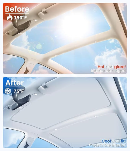 Zanch 2025 Tesla Model 3 Sunshade Roof [No-Sag, Heat Insulation] No Gaps Foldable Roof Glass Sun Shade for for Tesla Model 3 2020~2026 Highland Accessories