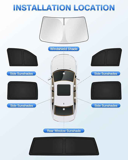 Sunshades for Dodge Ram 1500 2019-2025 2026 Accessories Windshield Sun Shade Side Rear Window Shade Cover Sun Visor Shield Privacy Protection Keep Vehicle Cool Black 6PCS