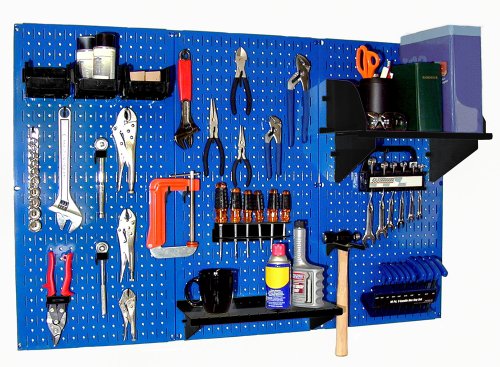 Pegboard Organizer 4 ft. Metal Pegboard Standard Tool Storage Kit with Blue Toolboard and Black Accessories