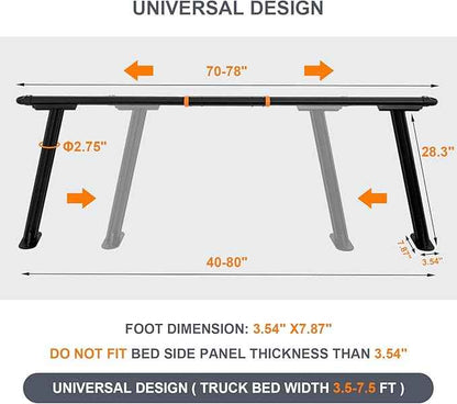 Truck Ladder Rack, Universal Aluminum Truck Bed Rack for Pickup,Adjustable Length 70-79 in,Height 28In,Real 800LB Capacity Truck Bed Rack Set for Kayak, Surfboard, Lumber, Ladder