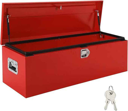 Heavy Duty Steel Metal Tool Box for Truck Bed, 48" Lockable Pickup Truck Tool Box with Gas Struts, Weatherproof Crossbed Storage Chest, Diamond Plate Truck Bed Tool Box for Trailer, RV, Work Truck