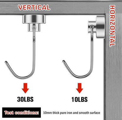 FINDMAG 50 Pack Magnetic Hooks, 30 LB+ Magnet Hooks for Refrigerator, Strong Neodymium Magnets with Hooks, Magnetic Hooks Heavy Duty for Cruise, Kitchen, Classroom, Beach Essentials, Silver
