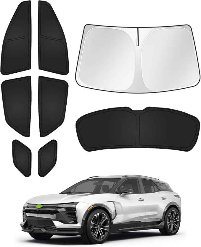Sunshades for 2024 2025 2026 Chevrolet/Chevy Blazer EV (NOT for Chevrolet Blazer) Accessories Windshield Sun Shade Side Rear Window Shade Cover Sun Visor Shield Privacy Protection Black 8PCS
