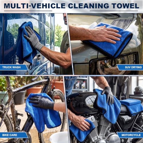 20 Pcs Microfiber Car Drying Towels Microfiber Cleaning Cloth 800 GSM Thick Plush Cleaning Dusting Cloth Auto Detailing Absorbent Towels Rags for Car Household Kitchen Window (20 Count)