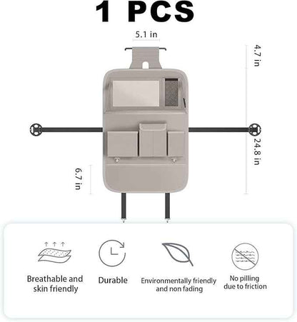 Car Seat Organizers,Multi-functional Back Seat Protectors, Storage Pouches, and Tray Holders (for Cars, Kids, Seat Back and Rear Seats) (Plain Gray, 1 Pcs)