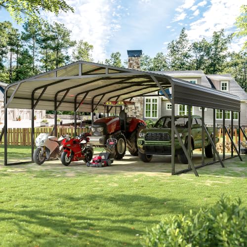 20X30 FT Heavy Duty Metal Carport Canopy with Triangle Frame Base