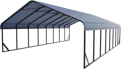 20x40 FT Heavy Duty Metal Carport with Galvanized Steel Roof & Frame - All-Weather Portable Garage Shelter for 4 Cars, Safe Boat Cover & Yard Protection