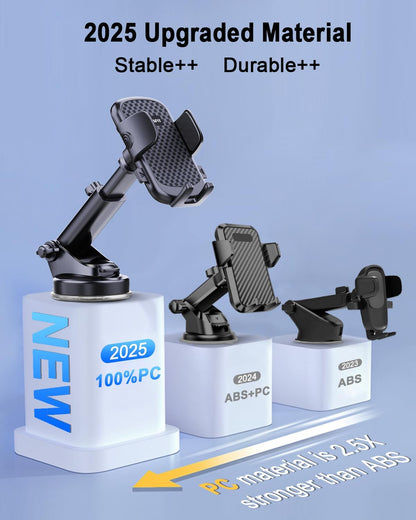 [2025 NEW] Car Phone Holder [Upgraded Strongest Suction & Clip] Cell Phone Mount for Dashboard Windshield Vent,Mobile Stand Base Truck Cradle for iPhone 16 Pro Max 15 14 13 12 Samsung S25 S24 Android