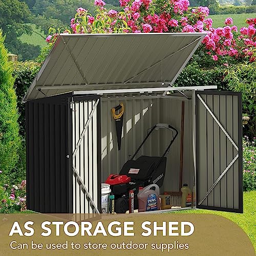 Outdoor Storage Shed 5.8 x 3.3 FT Metal Trash Shed Waterproof Outside Storage with Lid Chain Hydraulic Gas Rod for Trash Can Weeding Tools