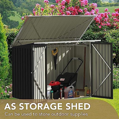 Outdoor Storage Shed 5.8 x 3.3 FT Metal Trash Shed Waterproof Outside Storage with Lid Chain Hydraulic Gas Rod for Trash Can Weeding Tools