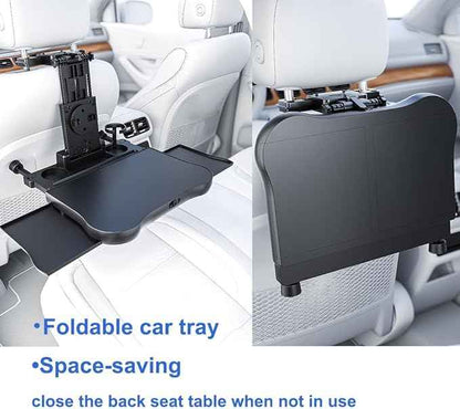 Car Back Seat Tray with Extendable Table, Car Desk for Laptop with Phone Holder, Foldable Trays for Eating & Working, Car Travel Tray Table for Rear Passenger