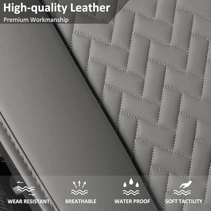 West Llama Full Set Car Seat Covers for Front and Rear Bottom Seats Only, Luxury PU Leather Car Seat Pads Protectors Waterproof and Wear-Resistant,Gray