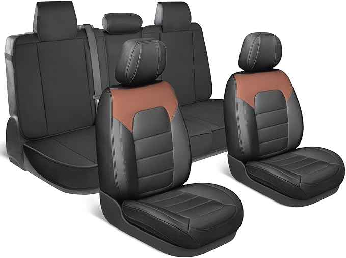 Deluxe Edition Napa Leather Seat Covers Full Set – Black & Brown Car Seat Covers Front Seats and Back Car Seat Protector, Waterproof and Universal Fit for Most Small to Medium Trucks & SUVs