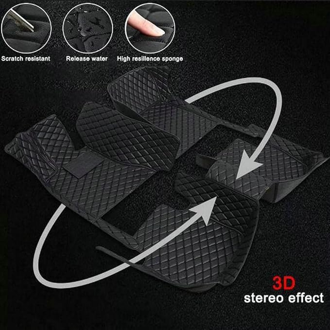 TREGOO All-Weather Anti Slip Floor mat is Suitable mats for floo of All for Tesla Models from 2012 to 2025 (Edge Gray Black Horizontal bar)