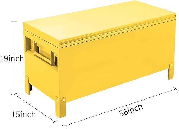GAOMON Large Tool Box Truck Bed Toolboxes Aluminum Heavy Duty Waterproof Free Assemble Tool Organizer Chest Cabinet Toolbox with Side Handles for Pick Up Trucks RV Trailer (Yellow, 36x15x19 Inch)
