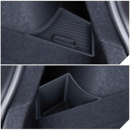 GGCLIMAX Trunk Side Storage Box Compatible with Tesla Model 3 Highland 2024-2025 Odorless TPE Organizer with Felt/TPE Lid Wet Item Storage Extra Space Solution((TPE Lids) Full Set)