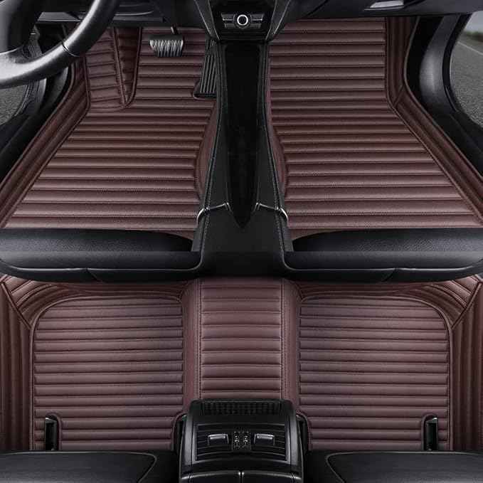 Custom Making Car Floor Mats Compatible with Audi BMW Mercedes-Benz Toyota Lexus Honda Infiniti Nissan Hyundai Kia All Models 2005-2026 (Striped Dark Brown)